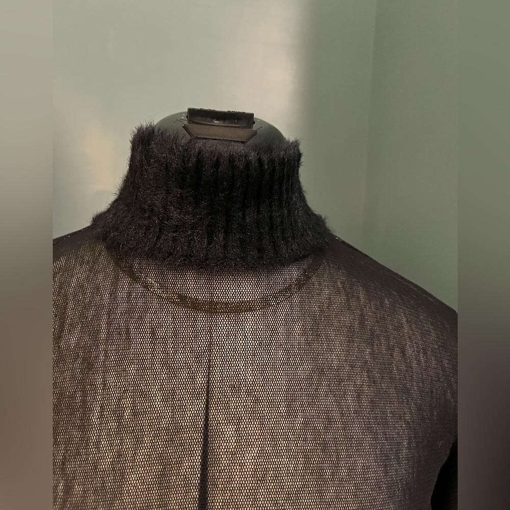 Mesh free people shirt with fuzzy cuffs and neck